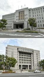 　大阪府庁本館（上）と大阪市役所