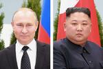 　ロシアのプーチン大統領、北朝鮮の金正恩朝鮮労働党総書記（いずれも朝鮮通信＝共同）