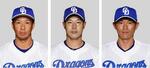 　（左から）中日の福田永将内野手、堂上直倫内野手、大野奨太捕手