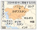 　カザフスタン・アスタナ、キルギス、タジキスタン、トルクメニスタン、ウズベキスタン、ロシア、中国