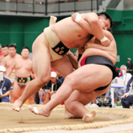 成年団体決勝・鳥取－石川　鳥取は中堅の中島（左）が小手投げで相手を退け、優勝を決める＝奄美市名瀬運動公園