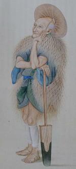 　長崎の絵師・川原慶賀の描いた農夫（ドイツ・ミュンヘンの五大陸博物館所蔵。朝日新聞出版提供）
