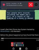 　ハッカー集団がイスラエルの空襲警報アプリをハッキングし、核攻撃の偽警報を表示させたと主張する画面
