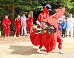 勇壮な麒麟獅子舞を披露する保存会のメンバー＝５日、香美町香住区鎧の十二社神社