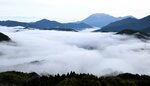 里山を真っ白に覆う雲海＝１３日午前７時５０分ごろ、鳥取県日野町別所の明地峠展望台