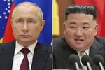 　ロシアのプーチン大統領（左）と北朝鮮の金正恩朝鮮労働党総書記（ＡＰ＝共同）