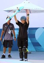 　女子パーク決勝の演技を終えた草木ひなの＝パリ（共同）