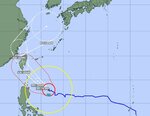 ２９日午後３時現在の台風２１号の進路予報図（気象庁ホームページより）