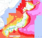 　神戸大が作成に関わり、新エネルギー・産業技術総合開発機構が公開した洋上風況マップ「ＮｅｏＷｉｎｓ」（同機構ホームページより）