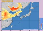 １２日午後６時の黄砂予測図（気象庁ホームページより）