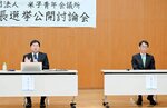 討論会で町政について意見を交わす立候補予定者＝１９日、伯耆町大殿の町農村環境改善センター