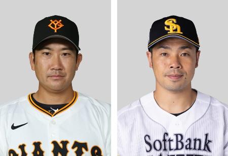 　巨人の菅野智之投手、ソフトバンクの近藤健介外野手