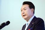 　１５日、ソウルで演説する韓国の尹錫悦大統領（共同）