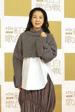 　取材に応じる坂本冬美さん＝２９日午後、東京・渋谷のＮＨＫ放送センター