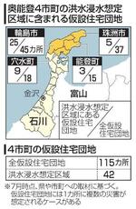 　奥能登４市町の洪水浸水想定区域に含まれる仮設住宅団地