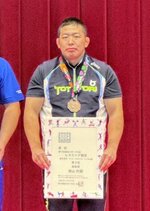  レスリング成年男子フリースタイル１２５キロ級で３位入賞した徳山利範＝佐賀県嬉野市中央体育館 