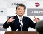 　共同通信加盟社論説研究会で講演する自民党の古川禎久財政健全化推進本部長＝５日午後、東京・東新橋