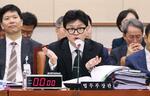 　韓国国会の委員会に出席する韓東勲法相＝２０２３年１０月１１日、ソウル（聯合＝共同）