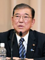 自民党総裁選の立候補者討論会で発言する石破元幹事長＝１４日午後、東京・内幸町の日本記者クラブ