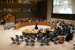 　国連安保理が開いたパレスチナ自治区ガザの情勢を協議する緊急公開会合＝１０日、米ニューヨーク（共同）