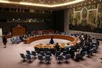 　ウクライナ情勢を協議する国連安保理の公開会合＝１７日、ニューヨーク（ロイター＝共同）