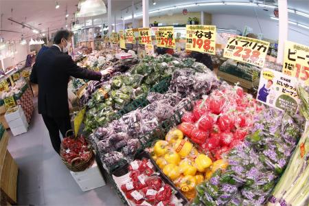 　スーパーの野菜売り場＝昨年１０月、東京都練馬区の「アキダイ」関町本店