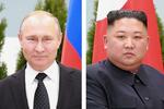 　ロシアのプーチン大統領、北朝鮮の金正恩朝鮮労働党総書記（いずれも朝鮮通信＝共同）