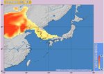 ２３日午前９時の黄砂予測図（気象庁ホームページより）