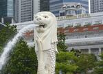 　シンガポールの観光名所の「マーライオン」像＝２０１８年６月（共同）