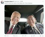 　バイデン米大統領のＸ（旧ツイッター）に投稿された岸田首相（右）との写真