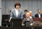 　検察長官会同で訓示を述べる畝本直美検事総長（左端）＝１３日午後、法務省