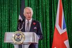 　１０月３１日、ケニアの首都ナイロビでスピーチする英国のチャールズ国王（ロイター＝共同）