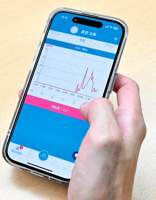 アプリ内のグラフでは見守り対象者の起床時間や運動量を把握できる（写真はイメージ）