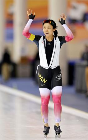 　スピードスケートＷ杯女子１０００メートルで優勝した高木美帆。Ｗ杯通算３５勝とし日本勢最多を更新した＝１月３１日、米ミルウォーキー（共同）