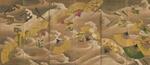 　宗達派「扇面流図屏風」（右隻　江戸時代　１７世紀　大倉集古館蔵）（提供写真）