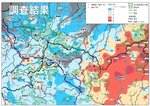 シカによる食害度を４～０の５段階に色分けした調査マップ。赤く染まった岡山県北部で食害が進んでいることが分かる（環境省、藤木准教授提供）