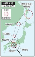 　台風７号の予想進路（１５日９時現在）