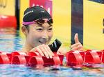 　女子１００メートル自由形決勝　レースを終え笑顔の池江璃花子＝東京アクアティクスセンター