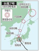　台風７号の予想進路（１５日１２時現在）