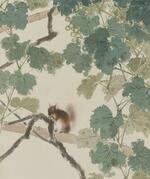 　木島櫻谷「葡萄栗鼠」（部分）（大正時代〈２０世紀〉　泉屋博古館東京蔵）（提供写真）