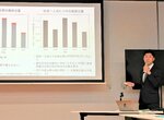 自身が研究した環境課題について発表する大学院生＝６日、鳥取市役所