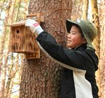 設置された小中学生手作りの巣箱＝２３日、大山町豊房