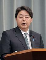 　記者会見する林芳正官房長官＝１４日午後、首相官邸