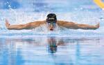 　男子２００メートルバタフライ決勝　力泳する本多灯。金メダルを獲得＝ドーハ（共同）