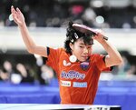 女子シングルス２回戦を突破した松島美空＝東京体育館