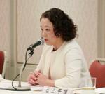 　経済同友会との懇談会に臨む連合の芳野友子会長＝１２日午前、東京都内