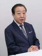 　記者会見する立憲民主党の野田代表＝２日午後、大分市