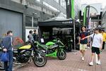 　「バイクラブフォーラム」の関連イベントに出店したバイクショップ＝９月、宮崎市