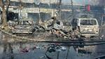 　ロシアに攻撃されたウクライナ・ドネツク州コンスタンチノフカで、焼け焦げた車両＝６日（ウクライナ非常事態庁提供・ロイター＝共同）
