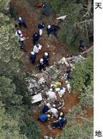 　墜落した防災ヘリコプター「はるな」＝２０１８年８月、群馬県中之条町